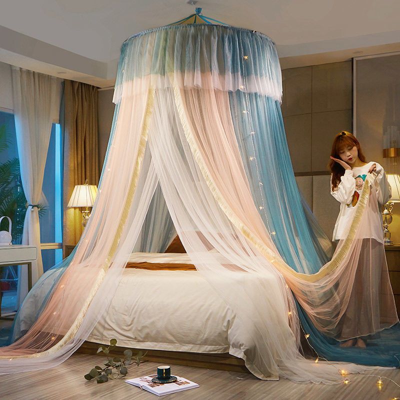 新款网红圆顶蚊帐吊挂蚊帐公主蚊帐家用双层加密帐纱遮光蚊帐视频