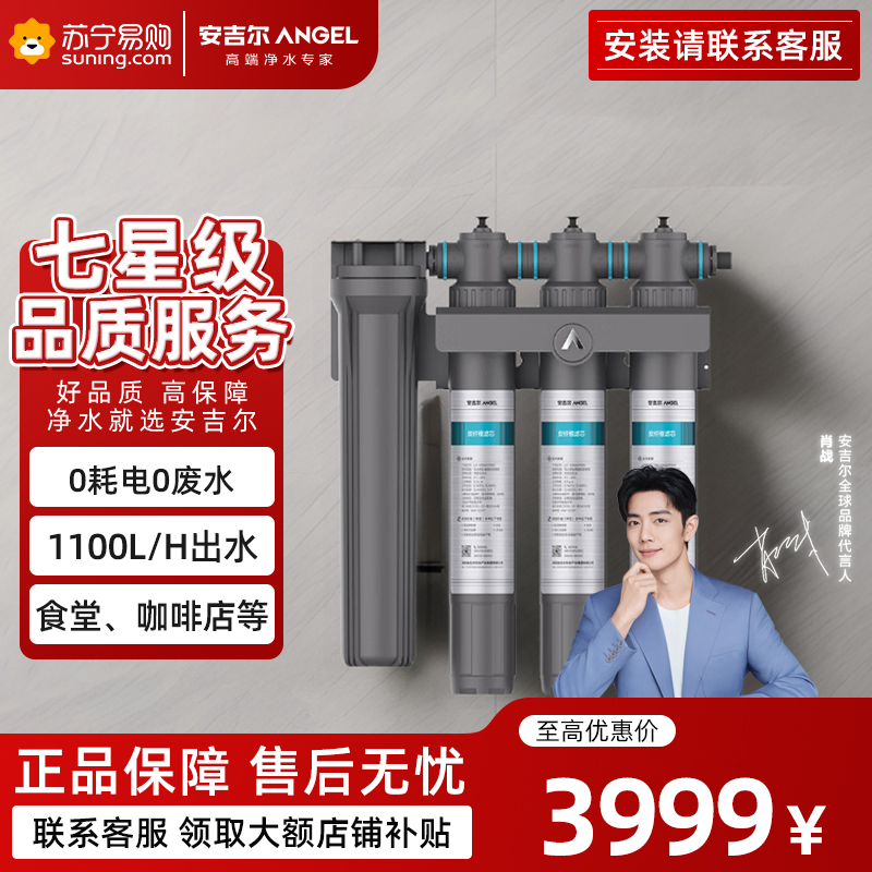 安吉尔中央式超滤机J2810-CS1100 a 1600加仑大流量厨房净水设备无电源设计