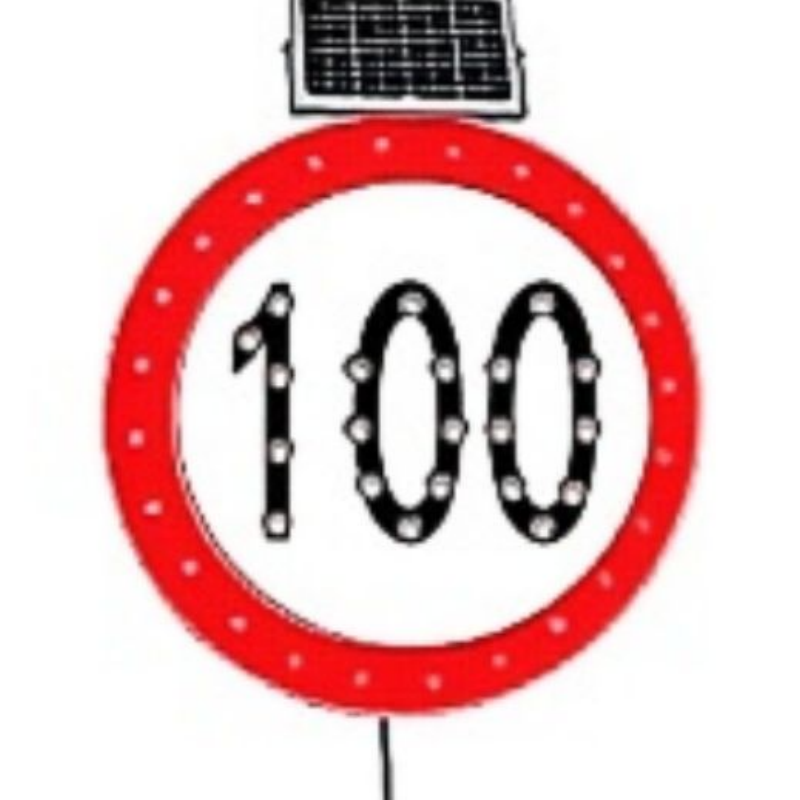 太阳能限速标识牌交通指示标志牌直径1M 12V 加厚2.5米拐角立柱 单位:套高清大图