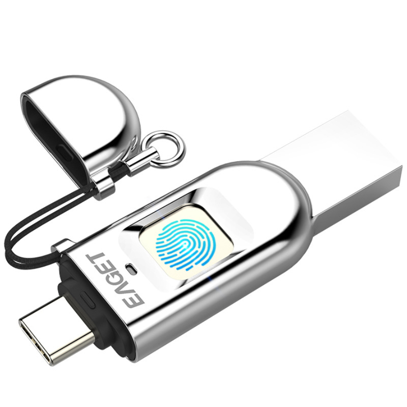 忆捷(EAGET)32GB Type-C USB3.1 HF-C01指纹加密手机U盘 双接口手机电脑多用 商务娱乐优盘高清大图