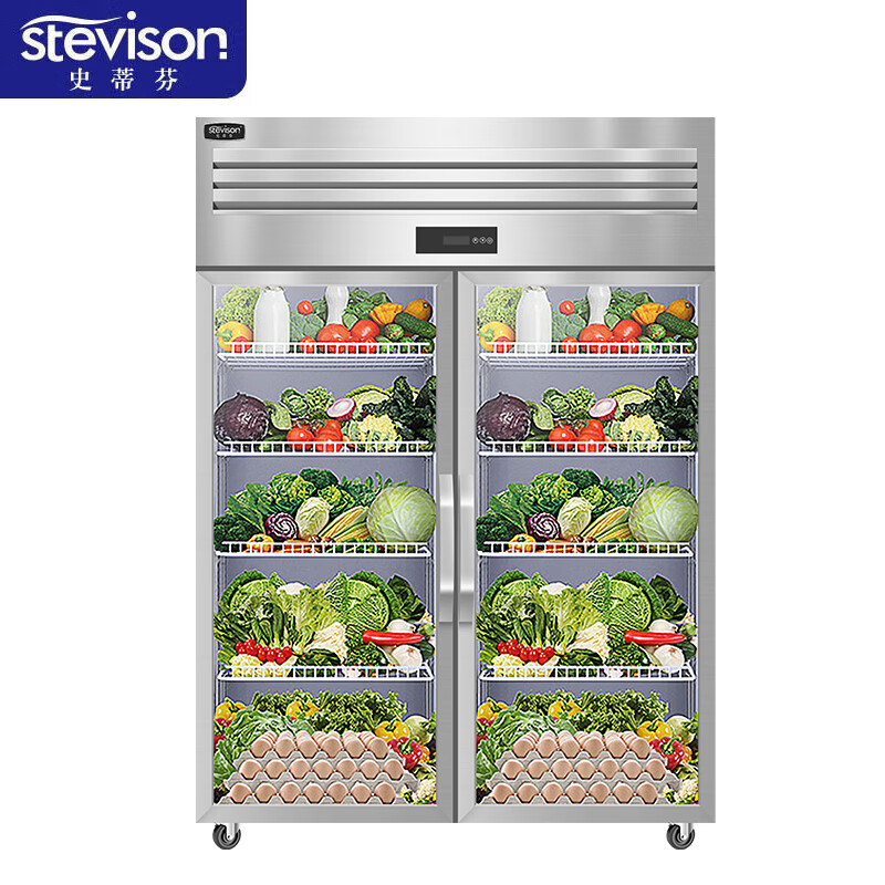 史蒂芬(stevison) XSX1000 双门玻璃展示柜 1000L直冷款 不锈钢+玻璃 单位:台