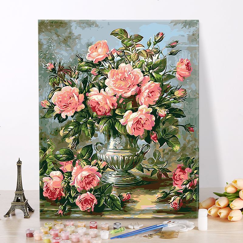 蘑菇说 数字油画 客厅花卉风景手工绘油彩填色大幅装饰画 综合
