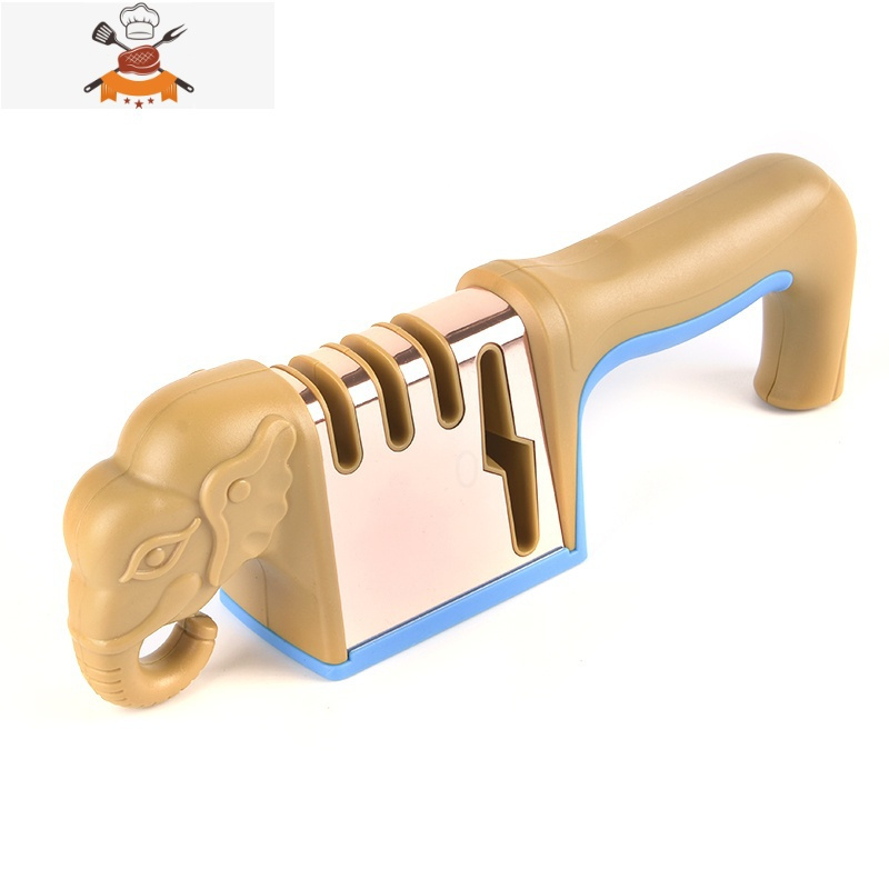 磨刀器多功能磨刀器厨房菜刀剪刀磨刀棒棍家用磨刀石 敬平 全新升级四合一磨刀器[刀剪可磨]-大象黄