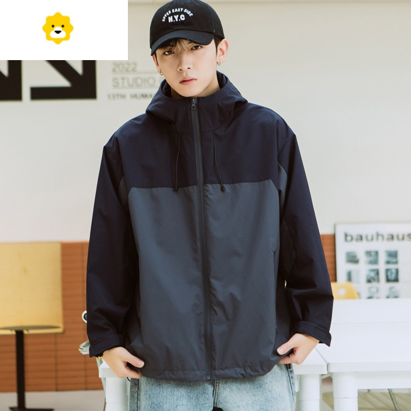 fish basket衣外套男士春秋撞色拼接工装夹克防晒衣男生秋季男款夏季