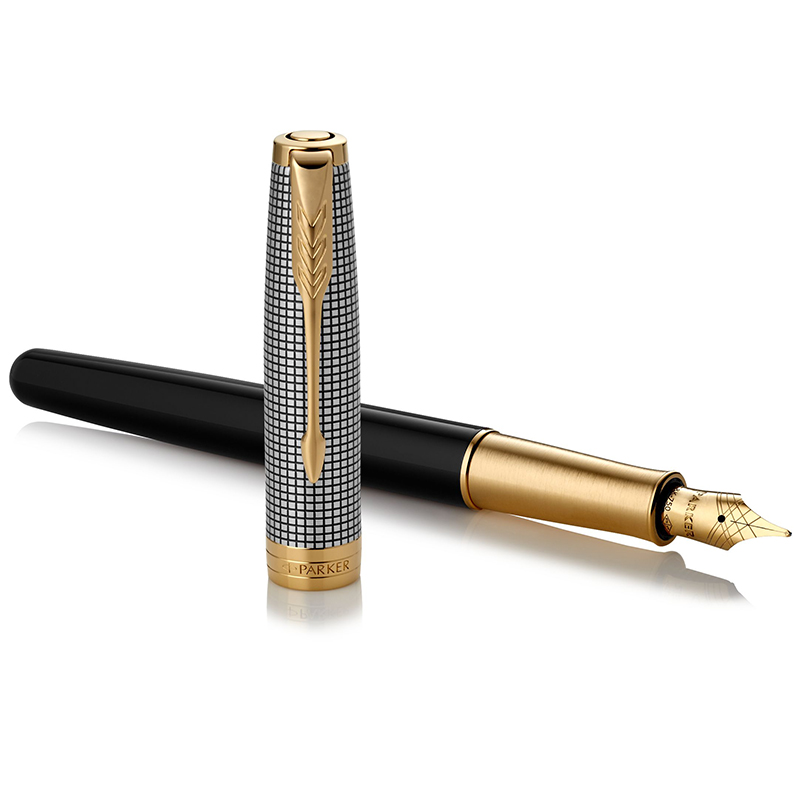 派克(PARKER) 卓尔光影格纹金夹墨水笔 办公用品 商务高端经典时尚款 男女成人书法练字专用签字钢笔高清大图