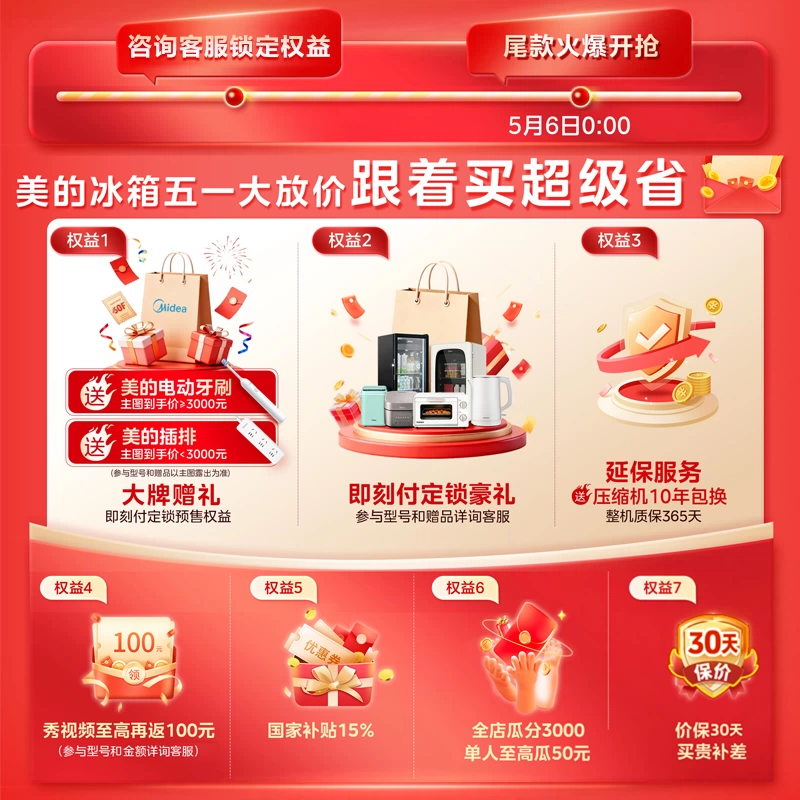 [自营]美的冰箱508净味十字对开门双系统双循环一级能效除菌大容量冰箱BCD-508WSPZM(E)海贝白以旧换新高清大图