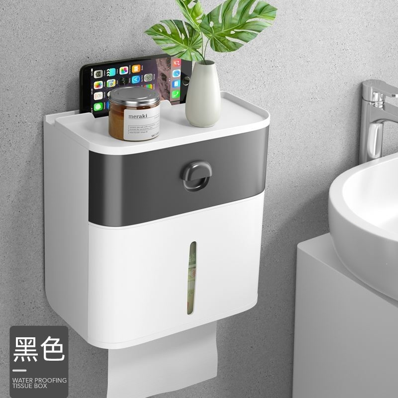 纸巾盒抽纸卷纸筒古达两用卫浴室卫生纸盒擦手纸架免钉厕所简约粘贴式