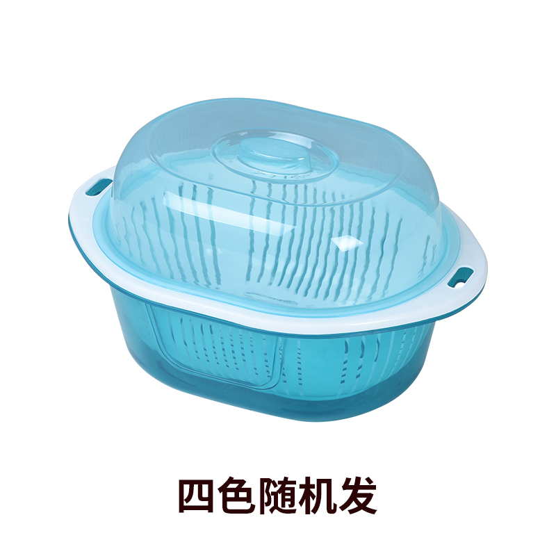 装碗筷收纳盒放碗箱沥水碗架厨房家用带盖碗盆碗碟置物架塑料碗柜 揭盖式沥水篮小号