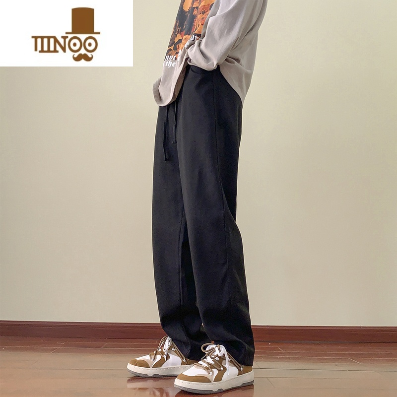 YANXU卡其色工装裤子男款潮牌痞帅宽松阔腿休闲长裤美式vintage直筒裤高清大图