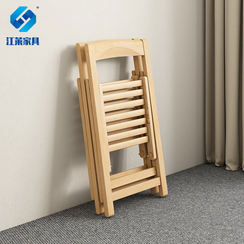 江莱家用折叠实木餐椅餐厅简约便携省空间户外靠背凳子学习椅高清大图