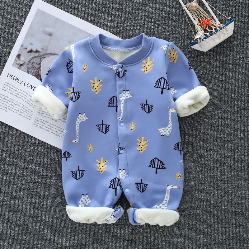 婴儿连体衣加绒加厚秋冬款幼儿保暖衣服莎丞
