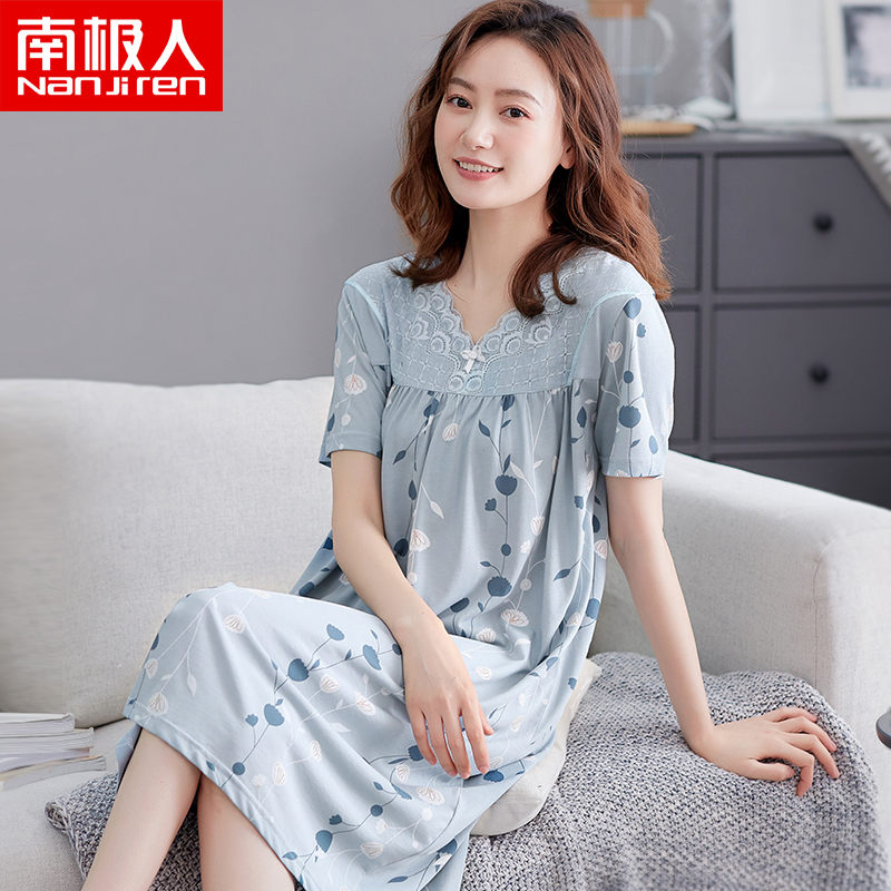 莫代尔睡裙女睡衣女款夏季2022新款女式蕾丝大码