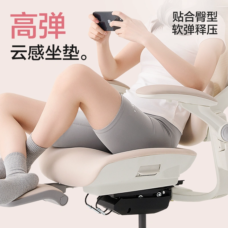 网易严选 探索家系列LADY款 侧翼环抱护腰人体工学椅 奶咖杏+2D头枕