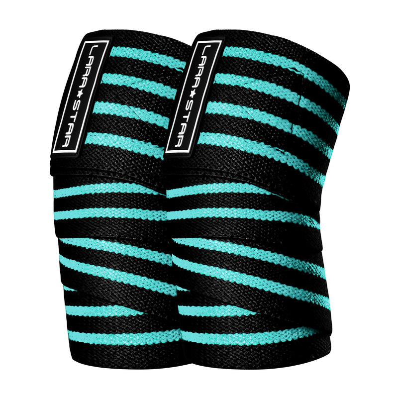 劳拉之星LS0507健身护肘男女加压力量缠绕护手肘弹力绷带卧推护具 蓝黑条纹均码 均码