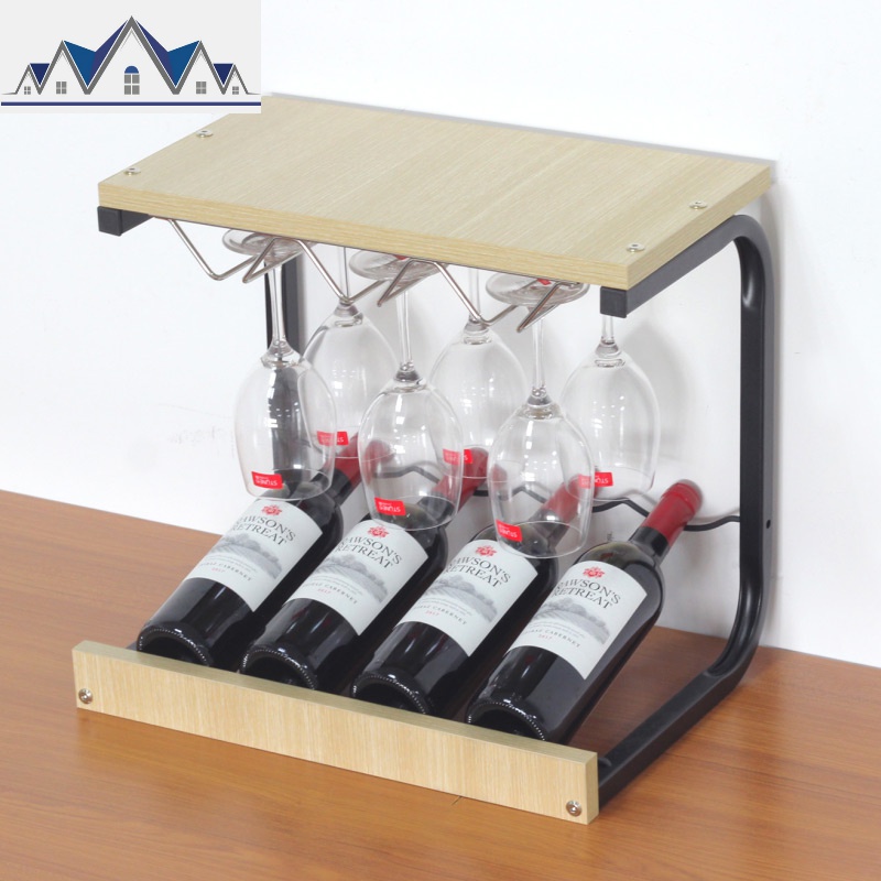 红酒架摆件高脚杯架倒挂家用 葡萄酒展示酒托实木创意现代简约 三维工匠收纳层架高清大图