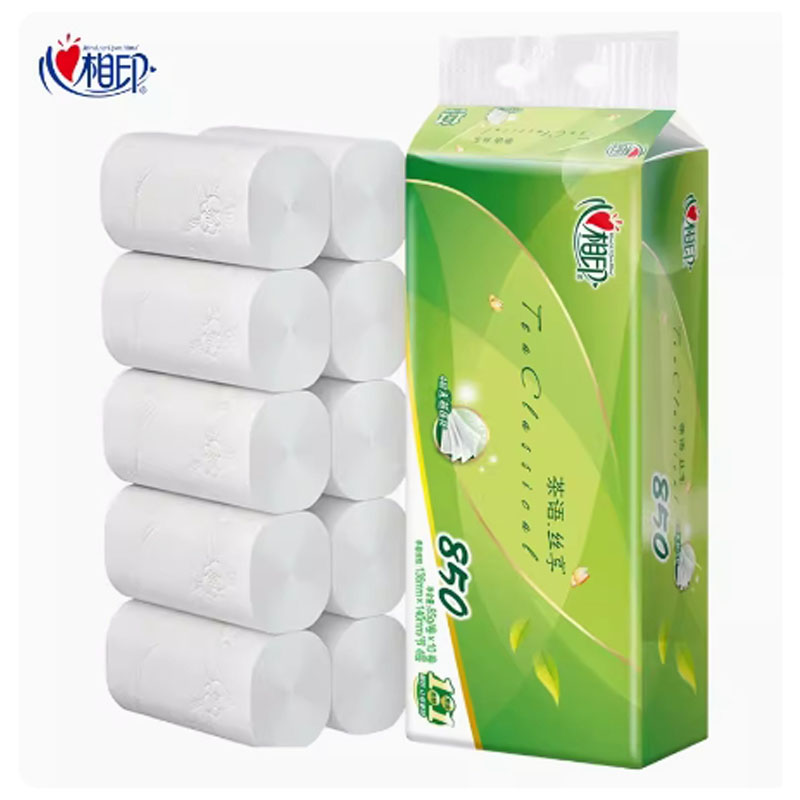 芳美达 心相印无芯卷纸卫生纸巾茶语家用厕纸实惠装擦手纸 4层136*140 850克茶语压花6提装高清大图