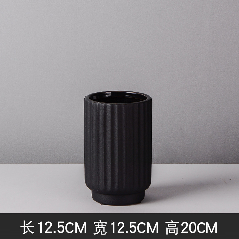 陶瓷花瓶摆件欧式家居客厅鲜花插花干花装饰玄光创意简约餐桌摆设收纳袋 三维工匠 金属釉--大号