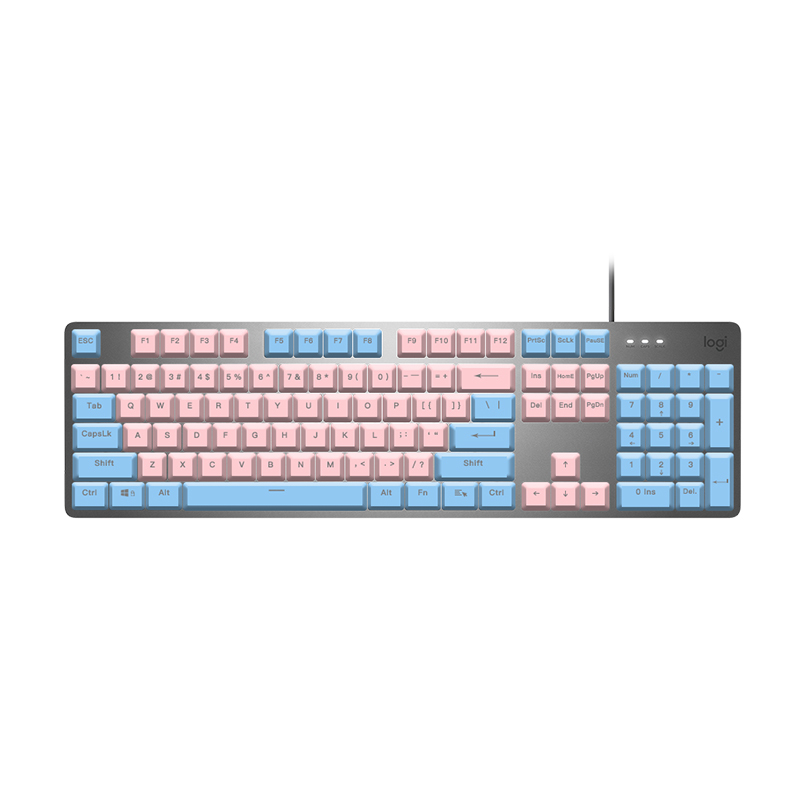罗技(Logitech) K845茶轴+蓝色键帽+粉色键帽有线全尺寸笔记本电脑电竞吃鸡游戏办公机械键盘
