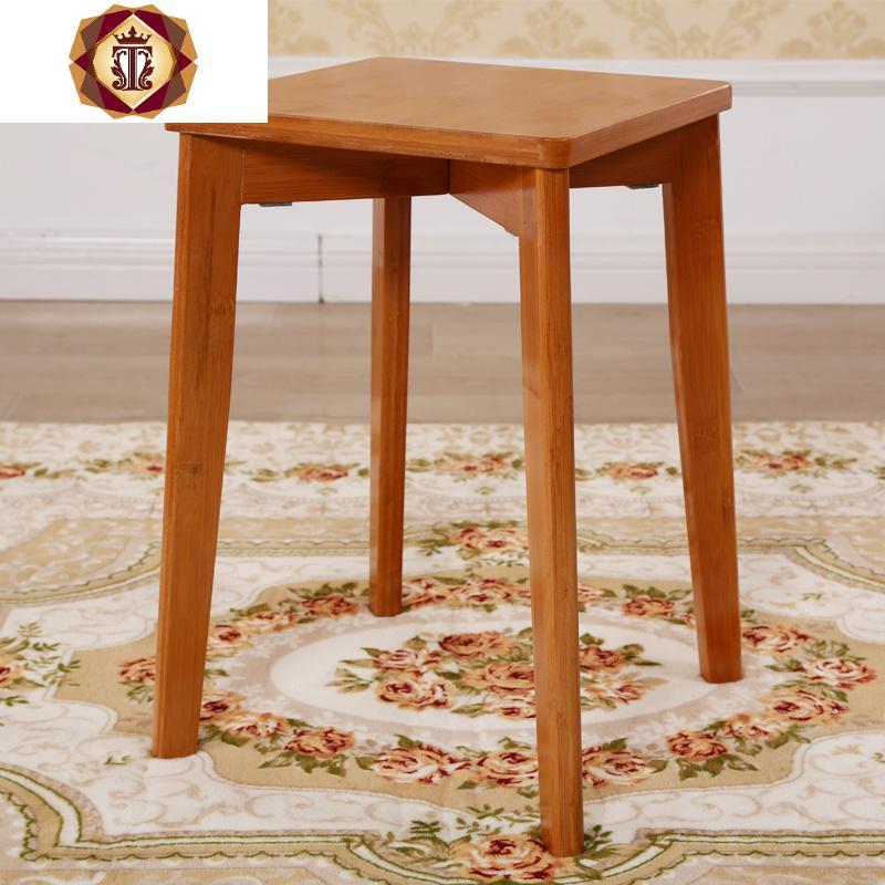 三维工匠实木圆凳小凳子家用高凳楠竹简约木凳餐凳椅子餐桌凳成人板凳