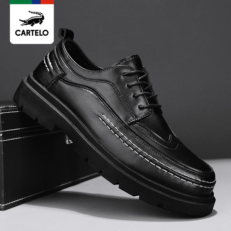 线下专柜同款卡帝乐鳄鱼cartelo新款时尚布洛克男士小皮鞋休闲鞋男鞋