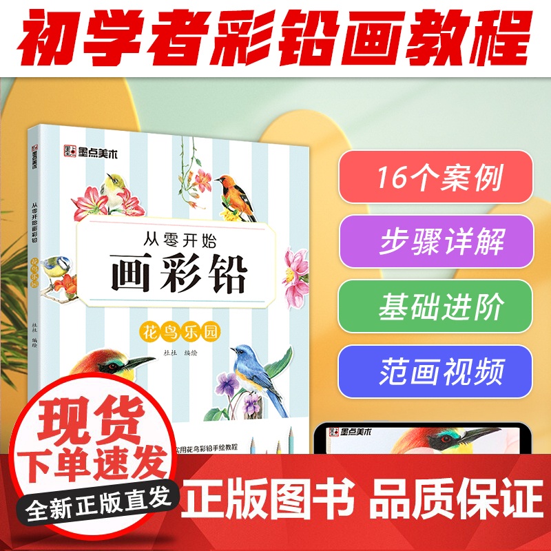 墨点美术 从零开始画彩铅花鸟乐园初学者入门技法讲解自学手绘教程书