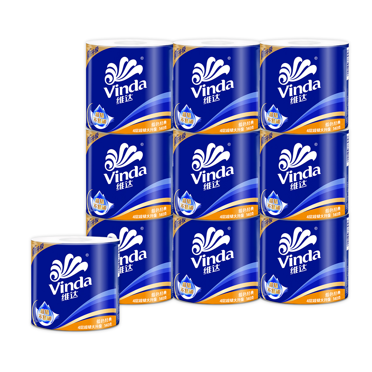 维达 VINDA V4069 蓝色经典卫生卷纸 4层140g10卷*1提高清大图