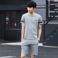 男运动套装夏季短袖短裤纯棉爸爸薄款跑步服中老年休闲两件套中年