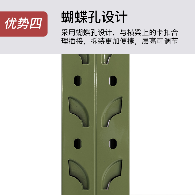 尔迈 仓储货架置物架货物展示架超市仓库钢制金属重型货架 200*150*60cm 500kg/层 军绿色高清大图