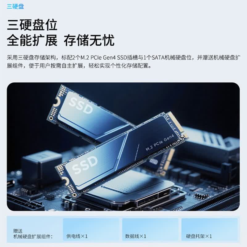 联想(Lenovo)扬天M460 商用办公台式电脑主机(Ultra5-225 32G 1TB SSD固态硬盘 Win11)高清大图