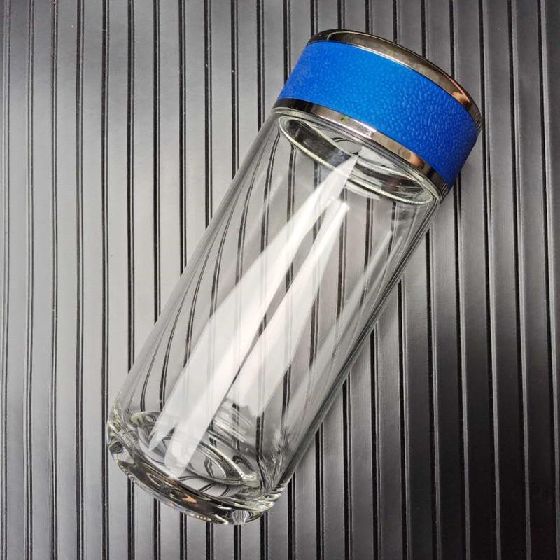 商务简约水杯子小玻璃杯单层加厚男女便携透明绿茶杯小号喝水杯 430ML锣鼓盖-本色特价杯 杯子(无赠品)