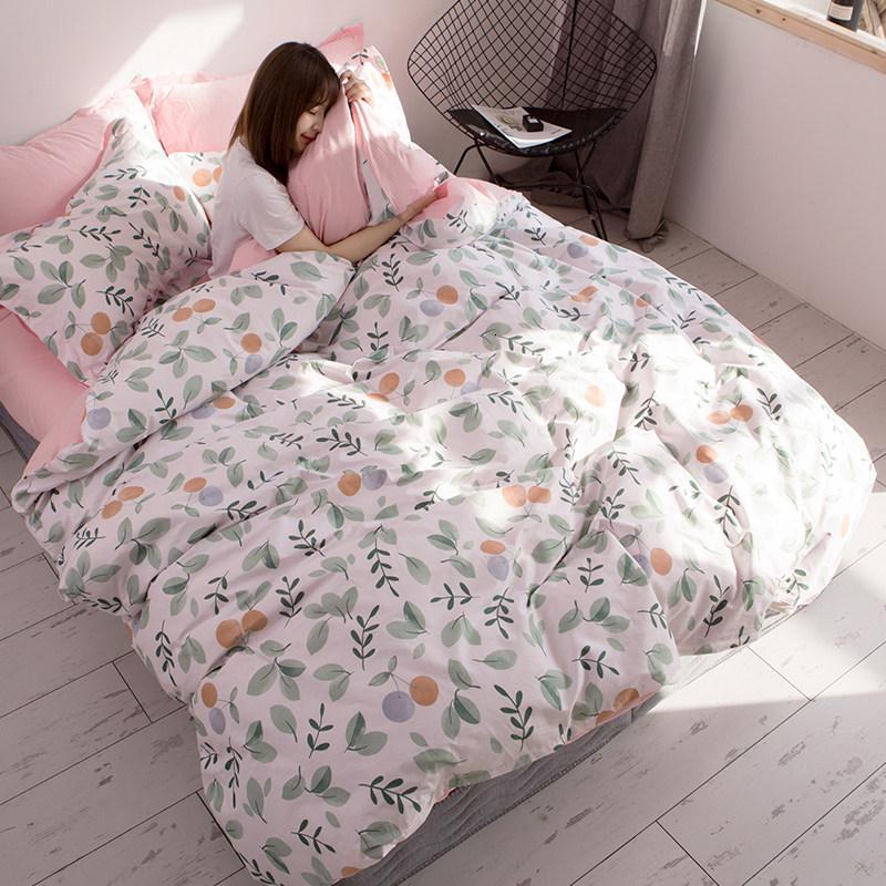 家柏饰(CORATED)款床上四件套全棉全棉北欧风学生床笠床上用品床单被套三件套 晴语 1.5m床【搭配200×230cm被套】床单款四件套