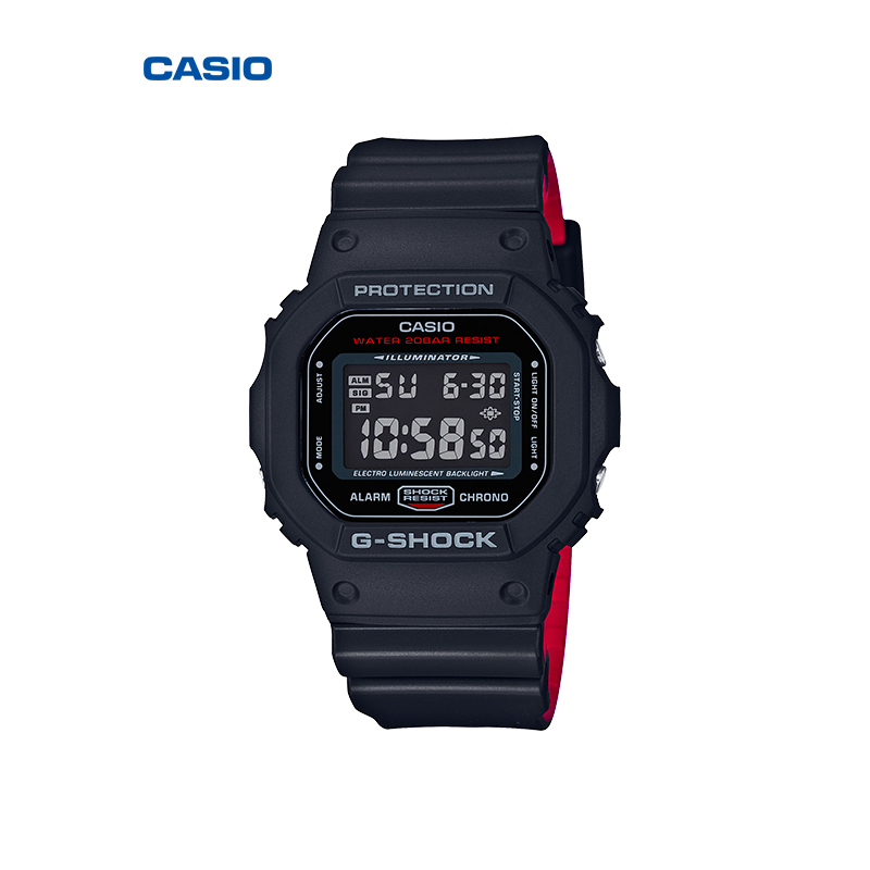 卡西欧(CASIO)G-SHOCK系列电子手表小方块潮流男士腕表 DW-5600HR-1PR