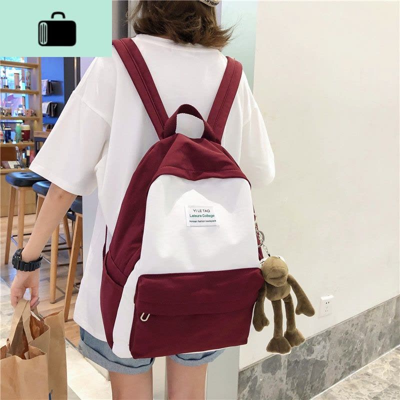ins风书包女韩版高中原宿ulzzang背包初中学生大森系百搭潮双肩包NEW LAKE图片