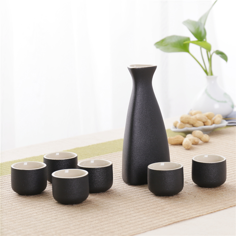 黑陶清酒具套装陶瓷家用半斤酒壶日式分酒器小酒蛊白酒黄酒烈酒杯(请先与客服确认再)