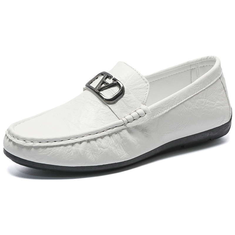 奥康豆豆鞋男2024年男鞋夏季透气英伦潮流一脚蹬男士休闲皮鞋乐福鞋