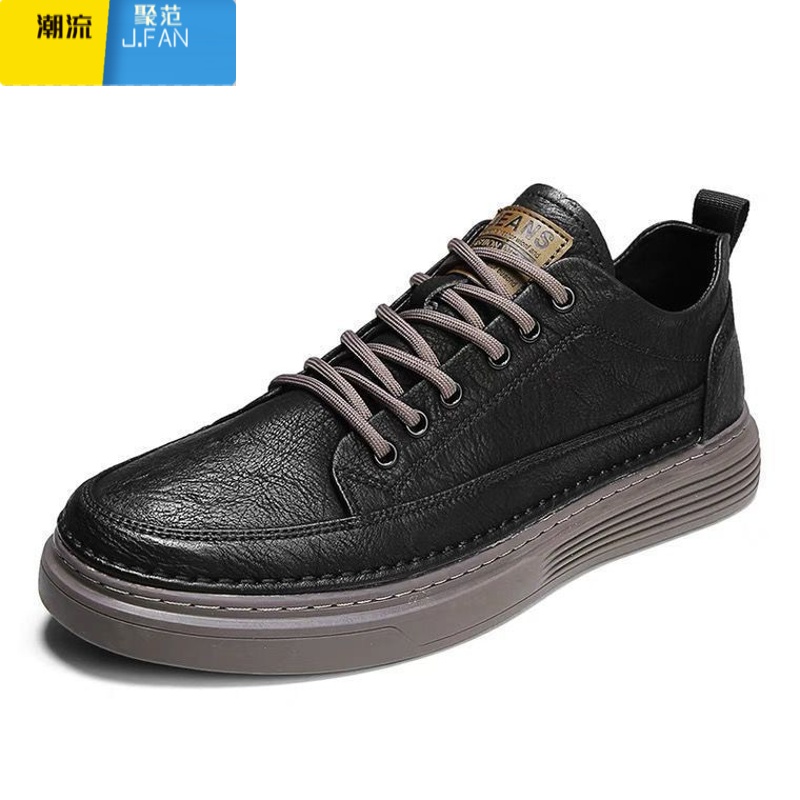 聚范男鞋2024新款黑色工作皮鞋男韩版运动男士鞋子男休闲百搭百搭高清大图