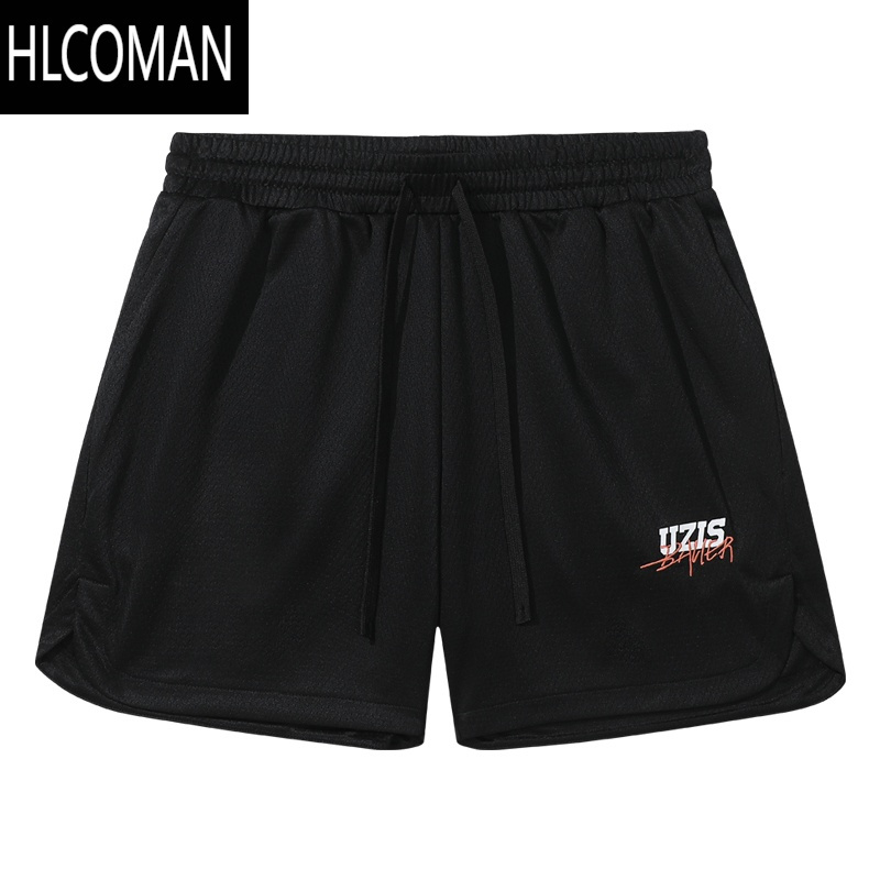 HLCOMAN 美式篮球四分不过膝复古短裤男网眼训练运动球裤[涂鸦