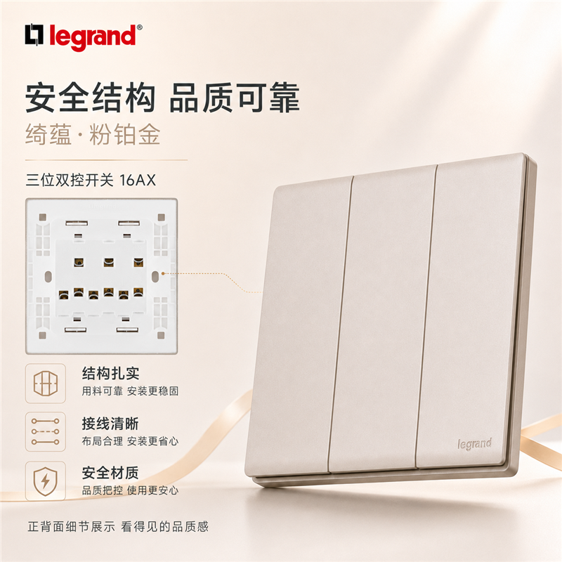 罗格朗/LEGRAND 三位双控开关 暗装F6C/33/2/3A-C2 个高清大图