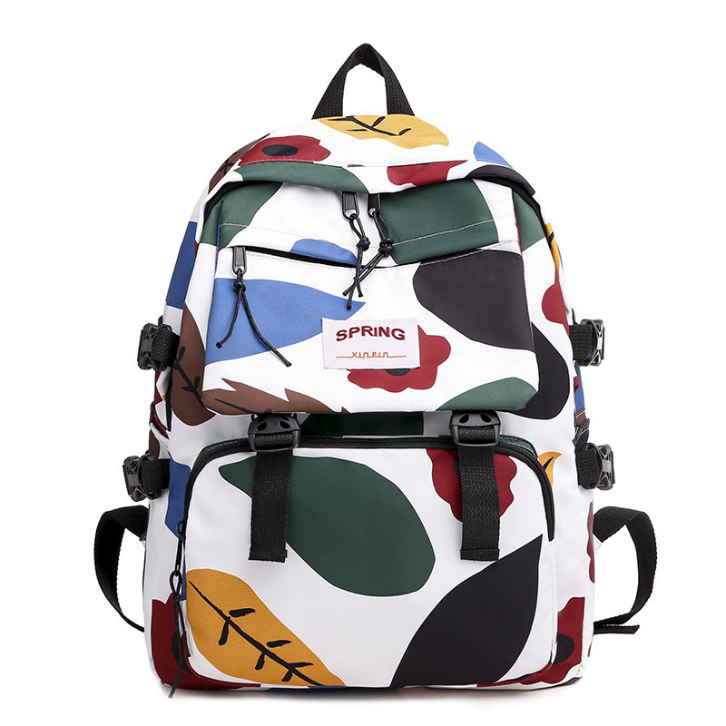 南极人背包女2021新款潮韩版原宿百搭书包可爱日系简约学生双肩包 白色