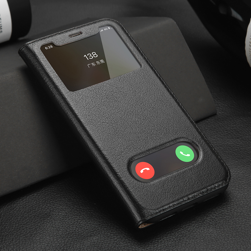 魅爱琳 苹果XS手机壳/iPhoneXs Max/XR手机套 保护套外壳 真皮开窗牛皮套翻盖 防摔耐用软套 商务大气时尚