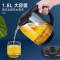 益多 电水壶家用烧水壶高硼硅玻璃电热水壶1.8L大容量煮水开水器自动断电蓝光烧水可视 黑色TY-GK999