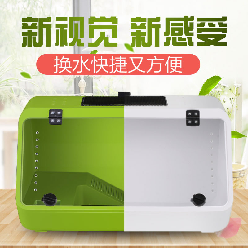 乌龟缸带晒台大型养巴西乌龟的房子专用缸龟盆龟箱饲养别墅水陆缸高清大图