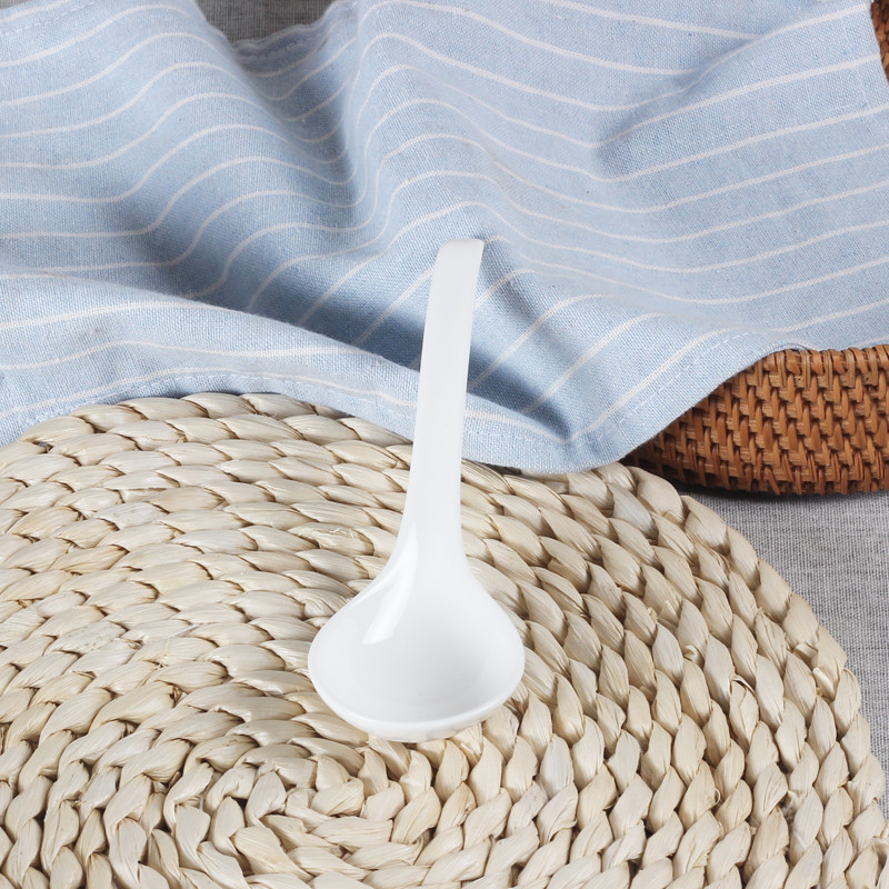 景德镇陶瓷纯白勺子 骨瓷圆头天鹅中号汤勺勺子