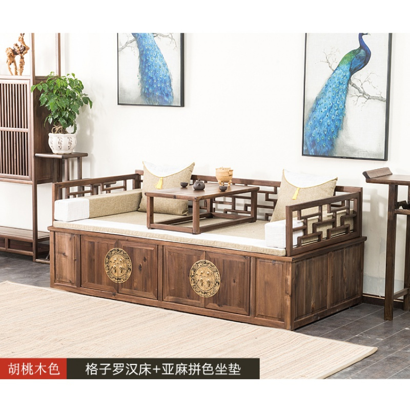 苏宁放心购罗汉床实木新中式家具轻奢风胡桃木罗汉床沙发坐垫禅意客厅小户型A-STYLE