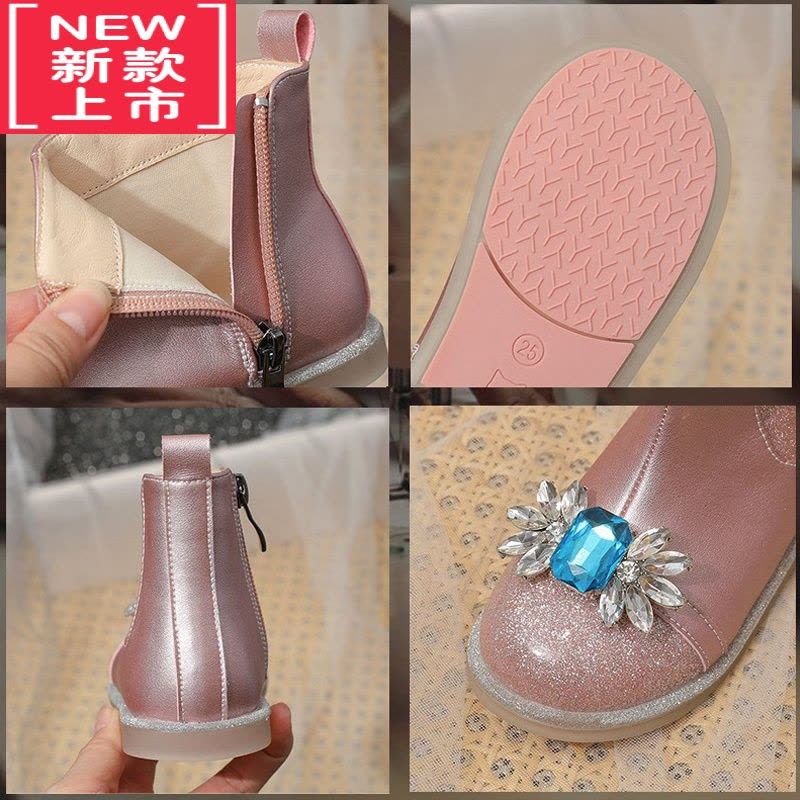 可莉允女童靴子冬季加绒软底爱莎公主鞋宝宝小女孩马丁靴儿童艾莎短靴秋图片