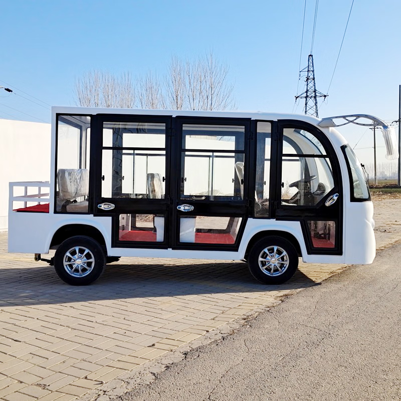 德武军恒电动观光车电动巡逻车8座带门大巴车4000瓦+72v120ah*6只铅酸电池方向助力