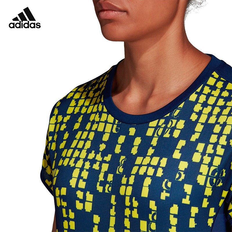 阿迪达斯 (adidas)2019新款宽松男女T恤运动休闲透气短袖 CW7065女款蓝色(S码-XXL码)