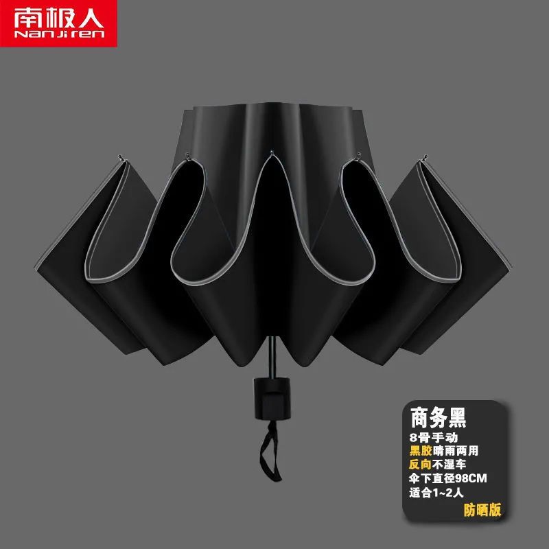十二骨雨伞折叠超大号三人抗风睛雨两用男女加大太阳伞遮阳伞防晒 8骨-黑胶防晒-星空黑