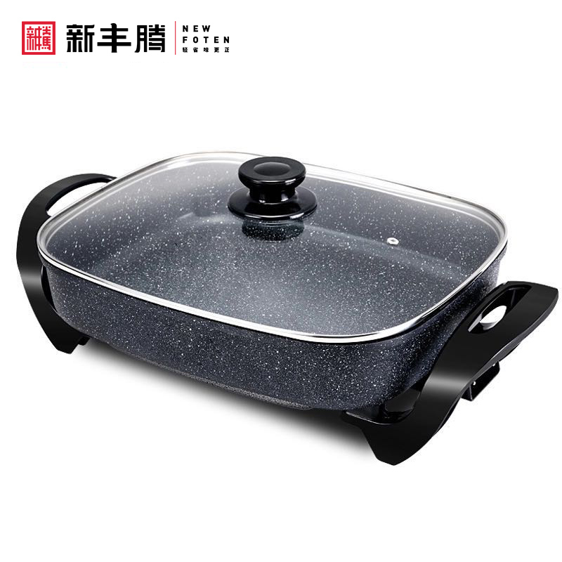 电火锅多功能电热锅7L大容量家用电炒锅不粘锅电煮锅 电烤盘烤鱼锅 F0400麦饭石高清大图