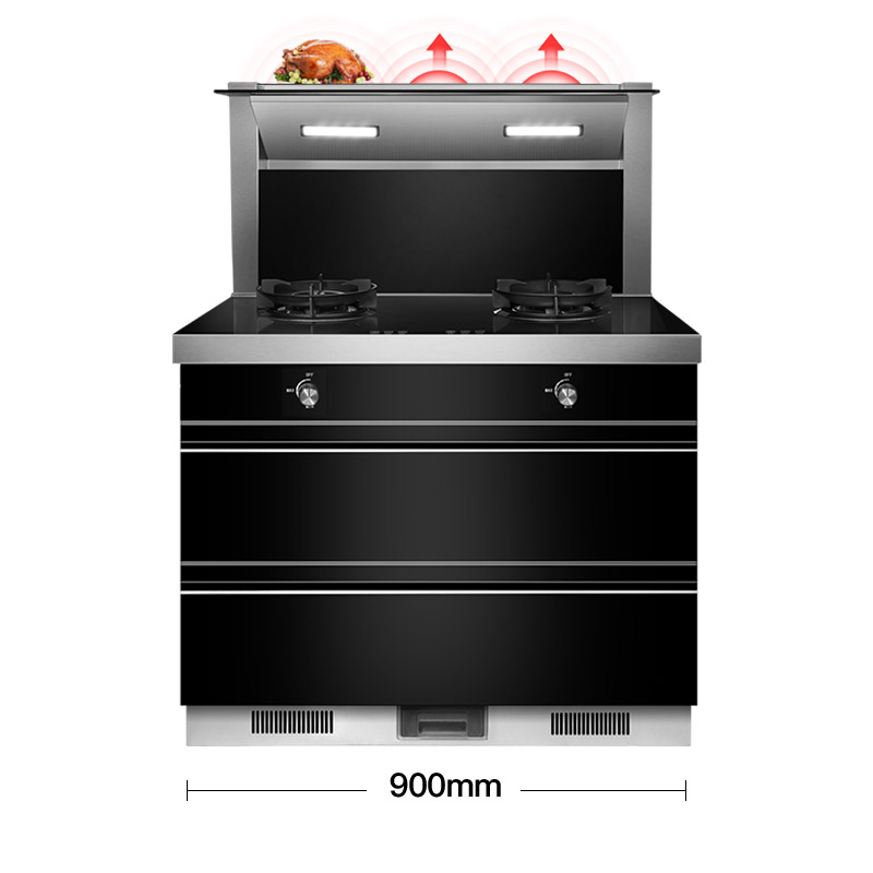 欧尼尔(OUNIER) LX6-D环保灶具侧吸一体式一体机 自动清洗抽油烟机灶具消毒柜集成灶21立方 气电两用天然集成灶高清大图